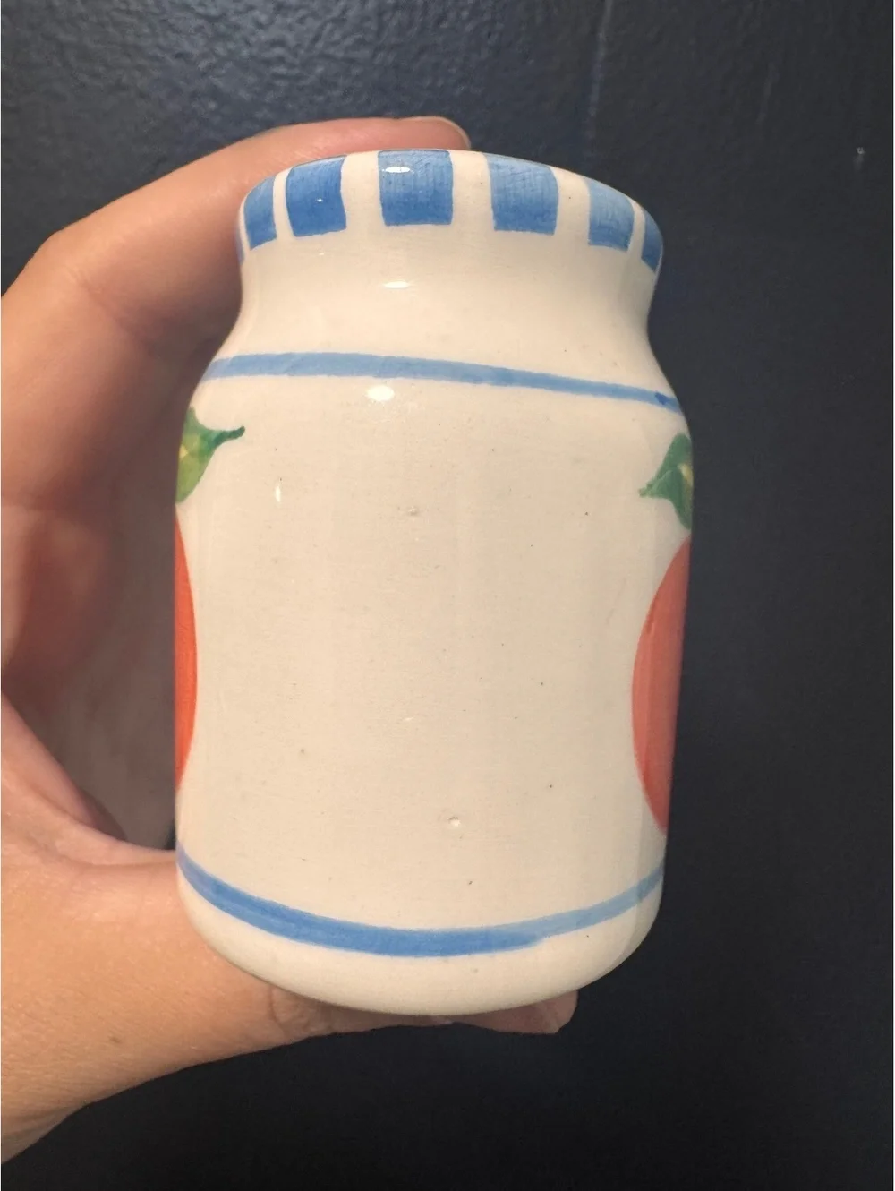 Hand-Painted Ceramic Napkin Holder and Salt & Pepper Shakers with Fruit Motif